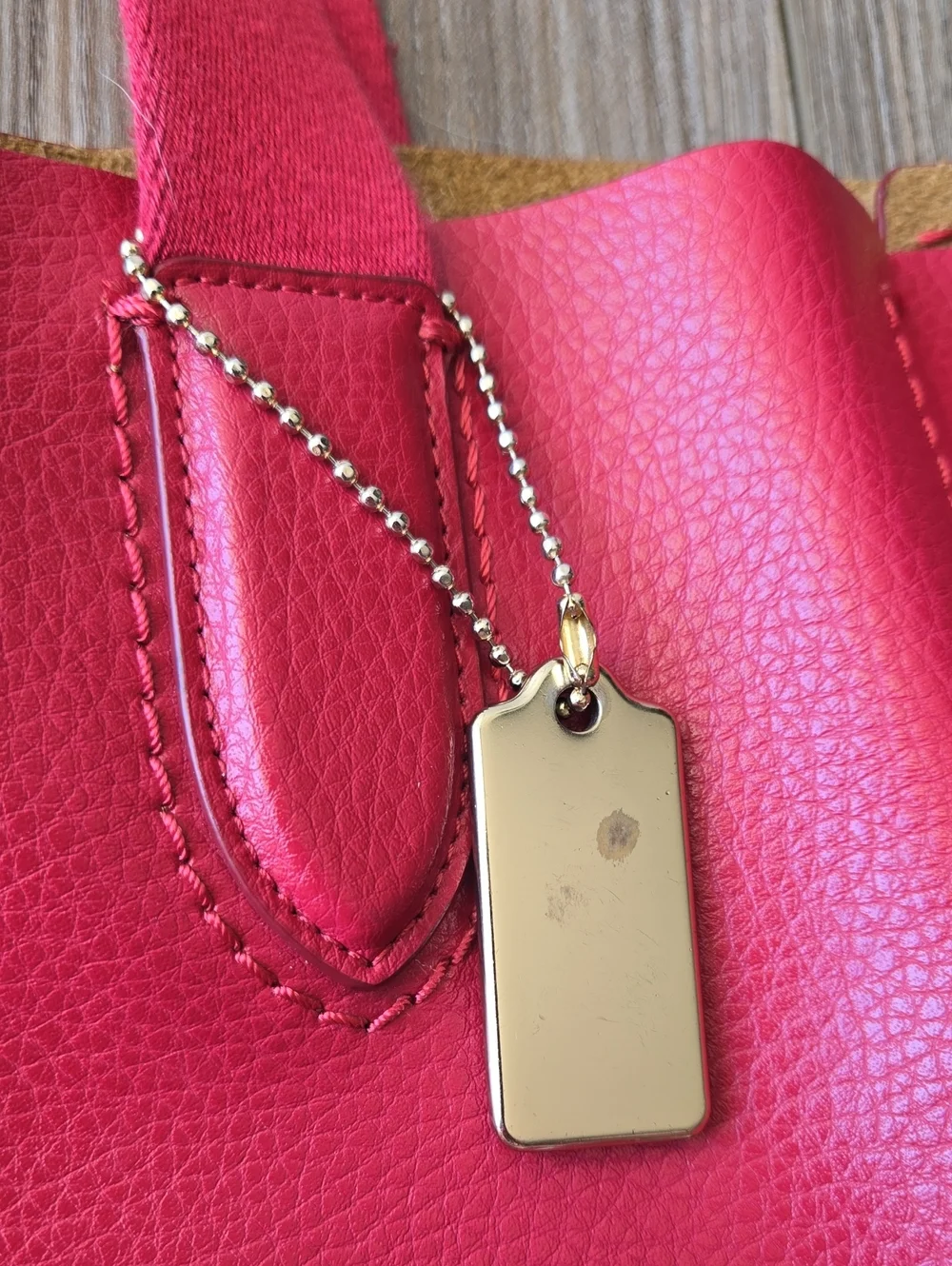 Coach Red Pebbled Leather Derby Tote Bag